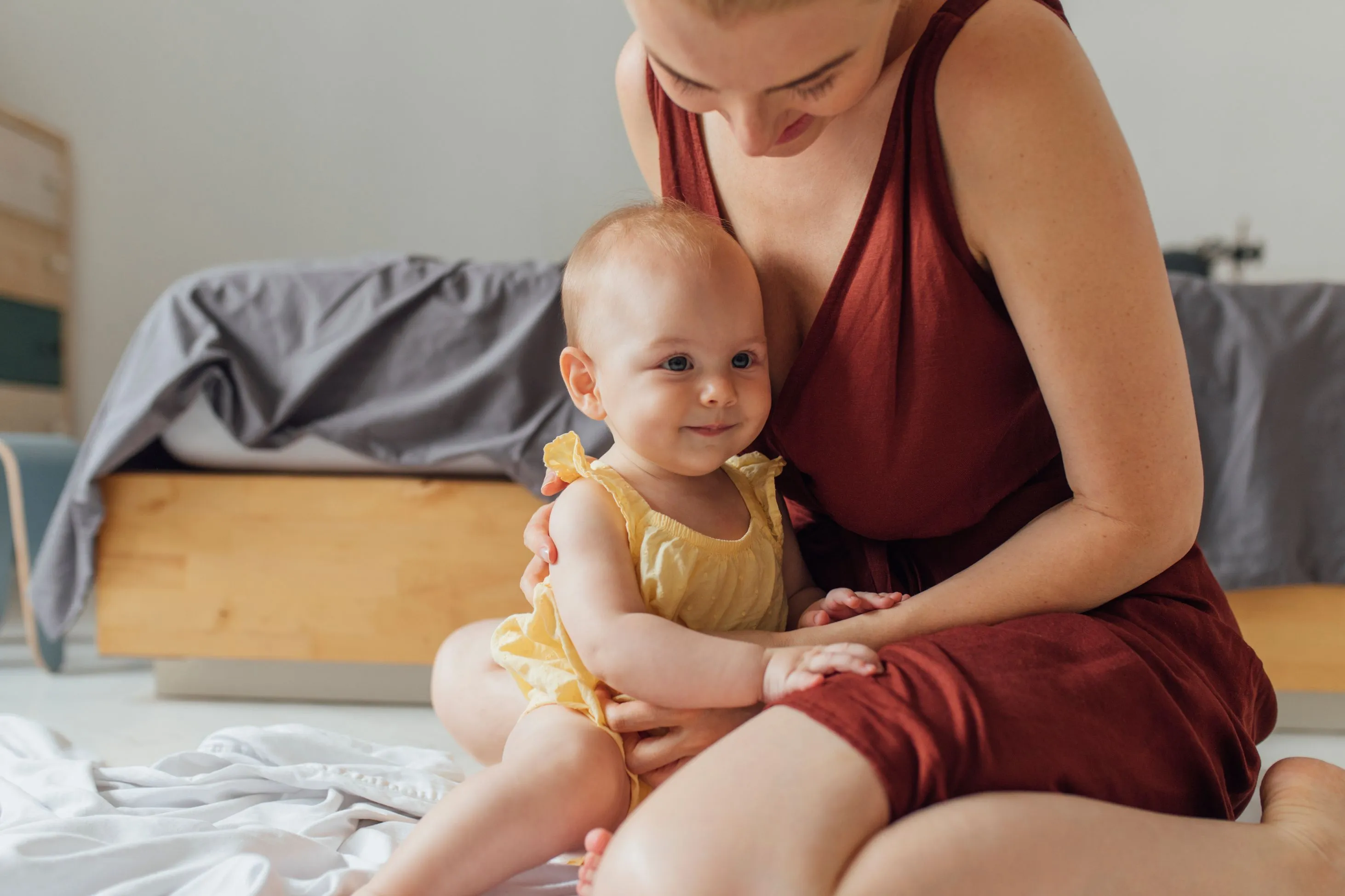 Mother holding her baby