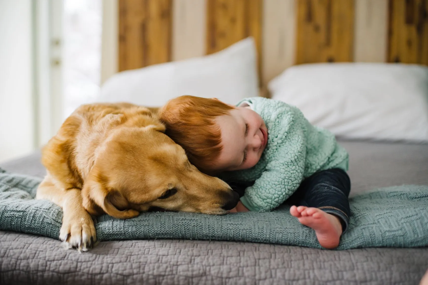 baby and dog