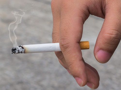 Close up of woman's hand holding cigarette
